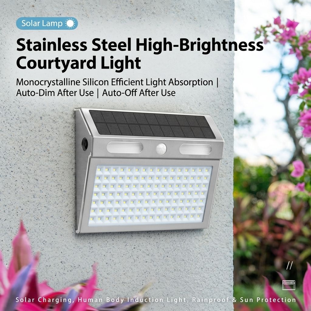 Solar Powered Motion Sensor Wall Light with Dual-Head LED Spotlight