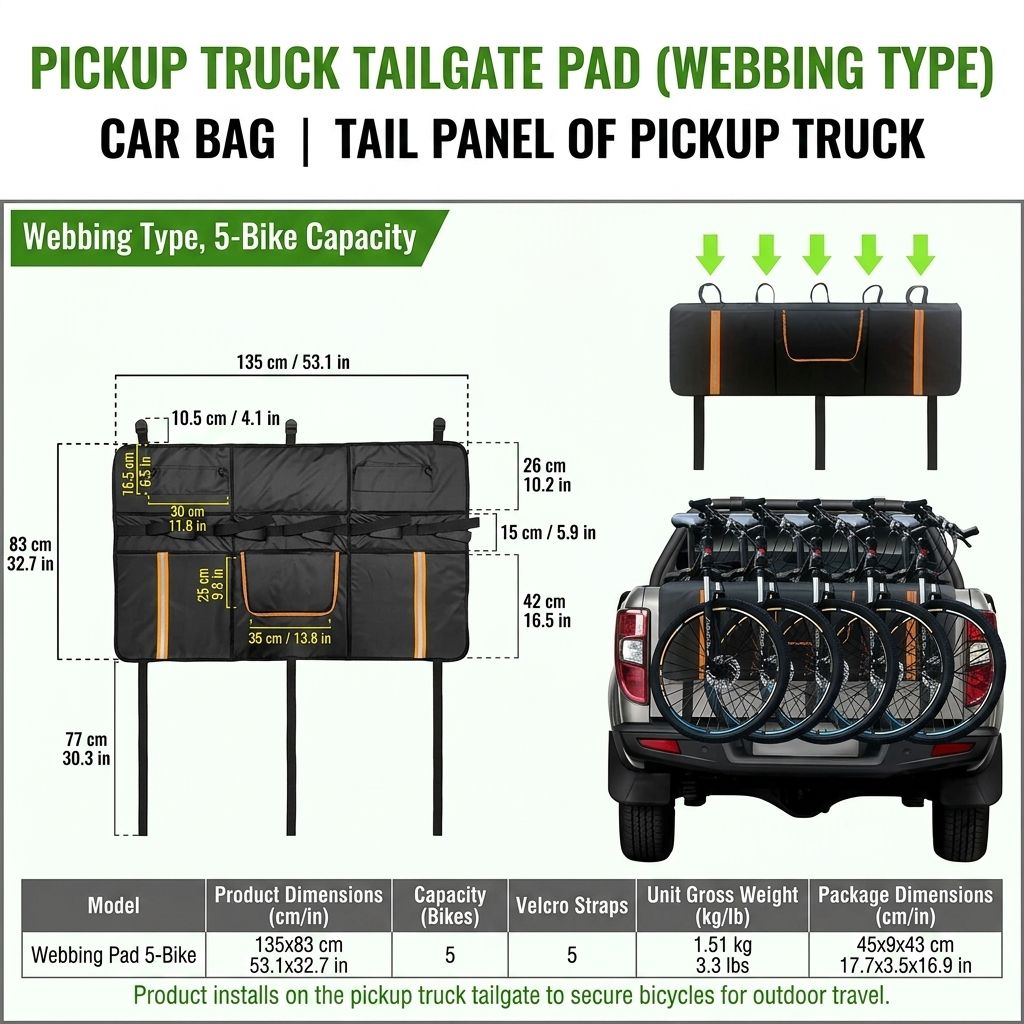 Tailgate Bike Pad with Webbing Straps – Heavy-Duty Scratch-Proof Bumper view 2