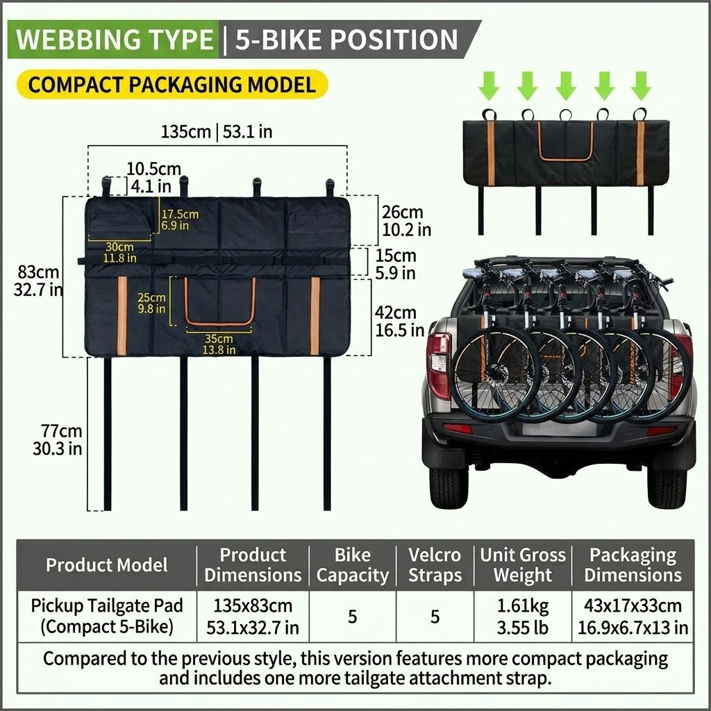 Tailgate Bike Pad with Webbing Straps – Heavy-Duty Scratch-Proof Bumper view 3