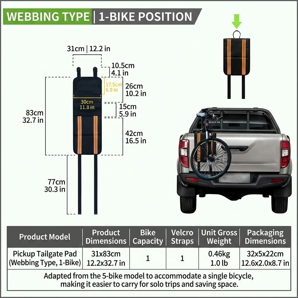 Tailgate Bike Pad with Webbing Straps – Heavy-Duty Scratch-Proof Bumper view 4