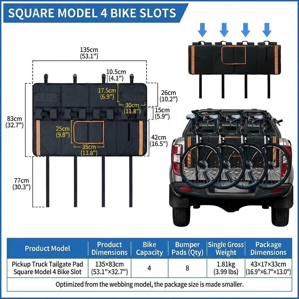 Heavy-Duty Pickup Tailgate Bike Pad with Oxford Fabric and EVA Cushioning view 3