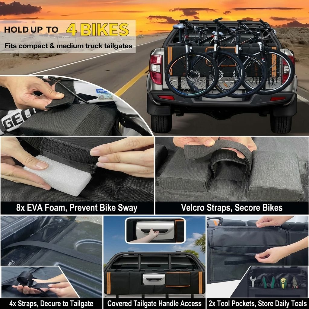 Heavy-Duty Pickup Tailgate Bike Pad with Oxford Fabric and EVA Cushioning view 7