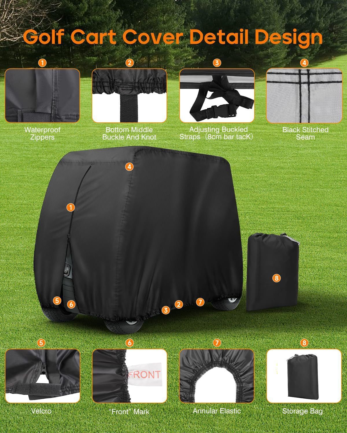 Heavy Duty 420D Oxford Golf Cart Cover with PU Coating view 7