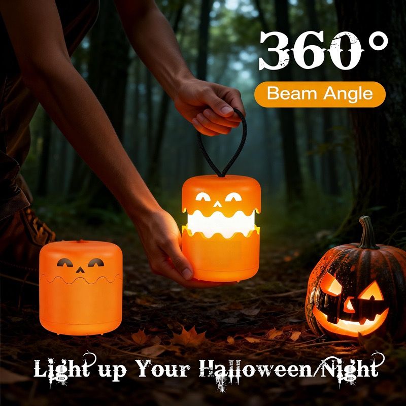 Dual-Expression Halloween Pumpkin Night Light with 360° Warm Glow view 3