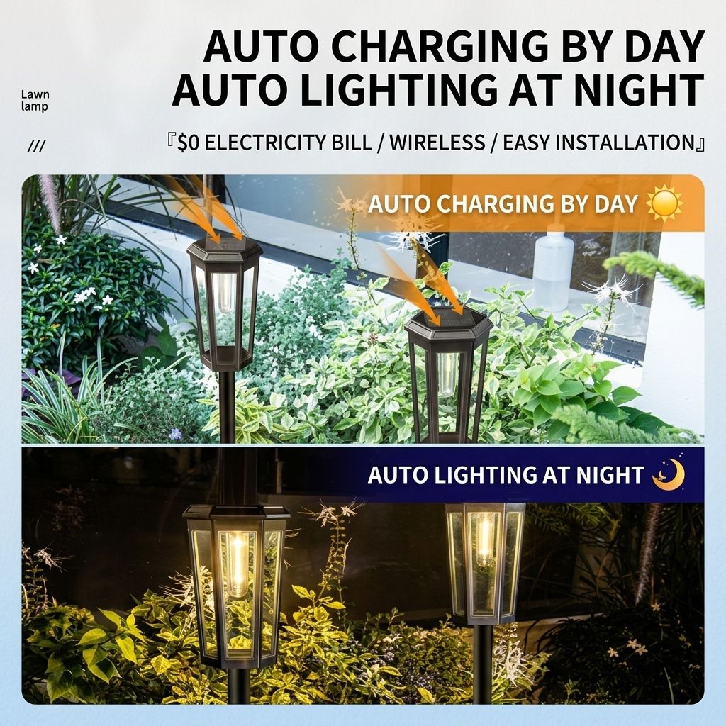 Solar Powered Hexagonal Tungsten Pathway Lights with Warm White Glow view 5