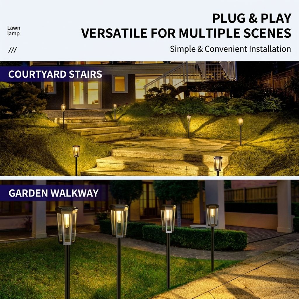 Solar Powered Hexagonal Tungsten Pathway Lights with Warm White Glow view 7