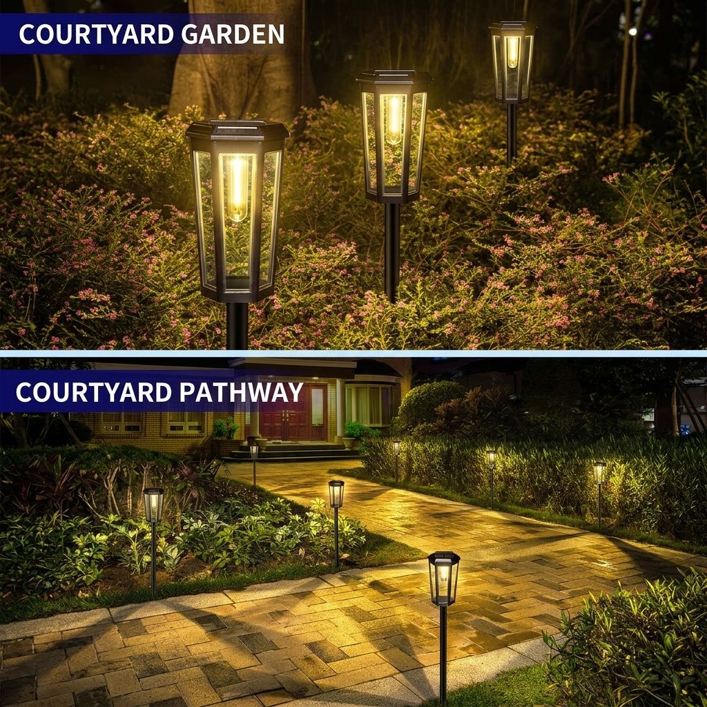 Solar Powered Hexagonal Tungsten Pathway Lights with Warm White Glow view 8