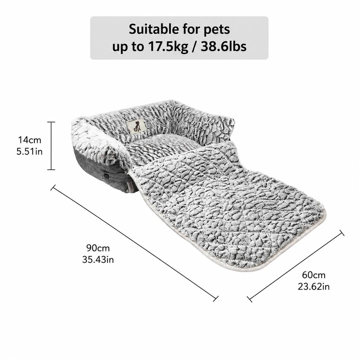 Convertible 2-in-1 Pet Sofa Bed & Mat view 2