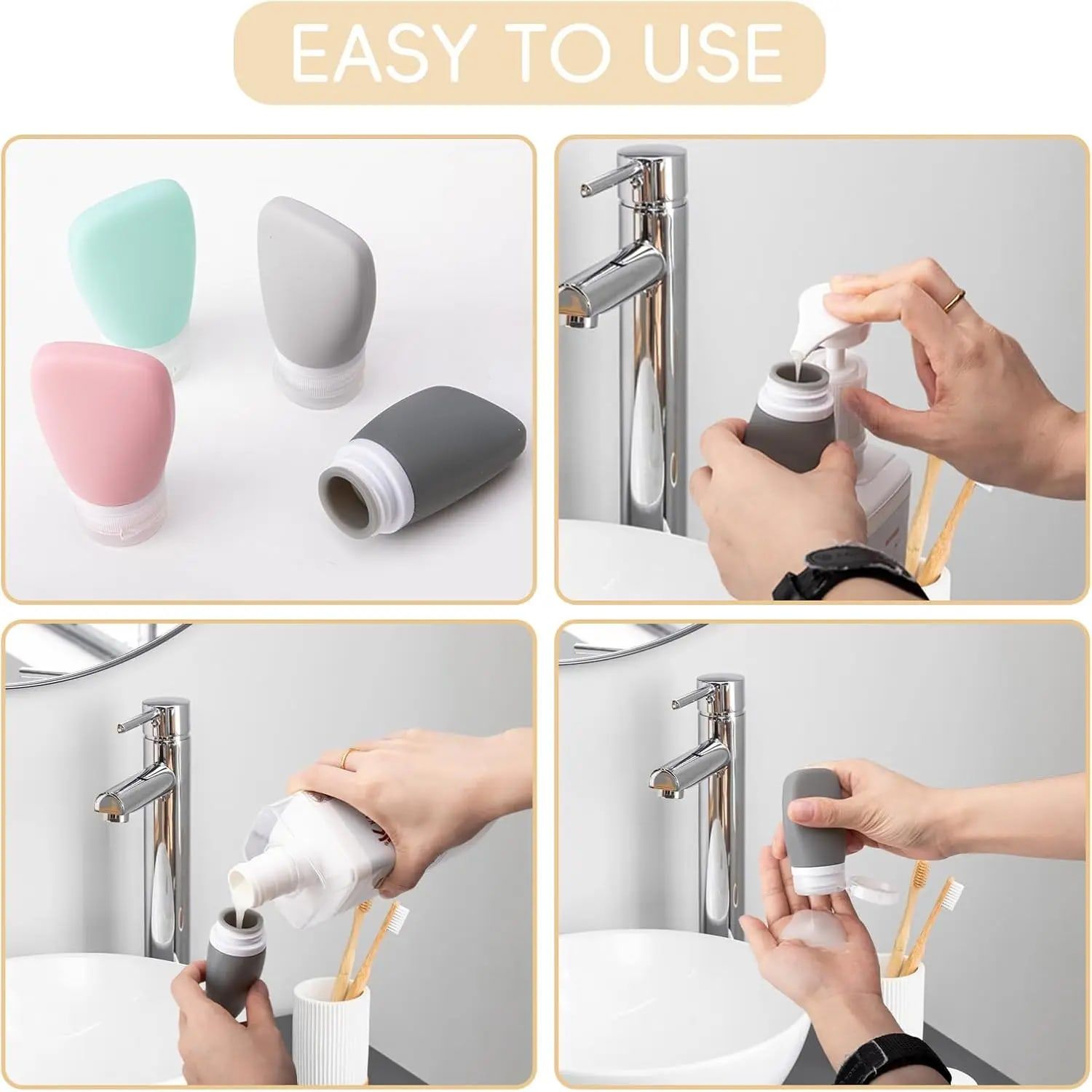 Travel-Friendly Silicone Dispensing Bottle Set for Toiletries view 5