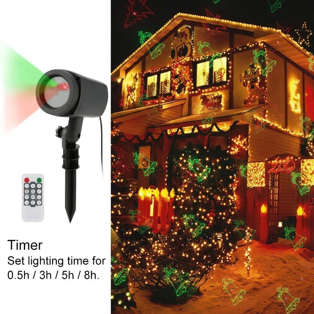 Christmas Laser Projector Light with 12 Dynamic Red & Green Patterns view 4