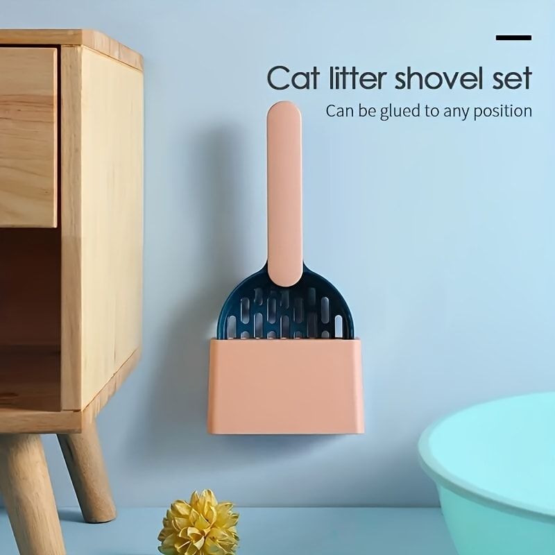 Colorful Cat Litter Scoop Set with Wall-Mountable Storage Base for Easy view 5