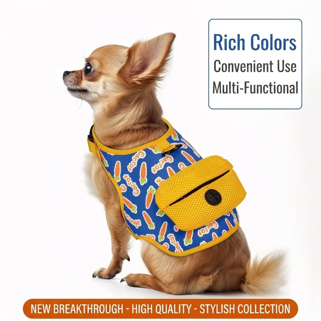 Adventure-Ready Pet Vest Harness with Matching Poop Bag Carrier – Breathable