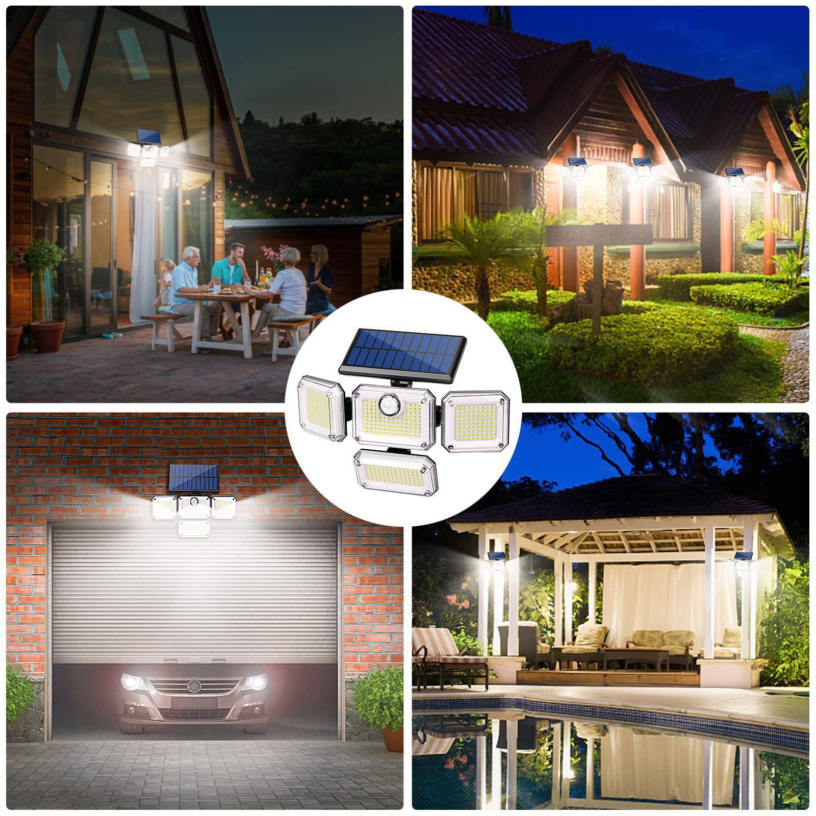 Brighten your outdoors with this four-head solar motion sensor wall light view 5