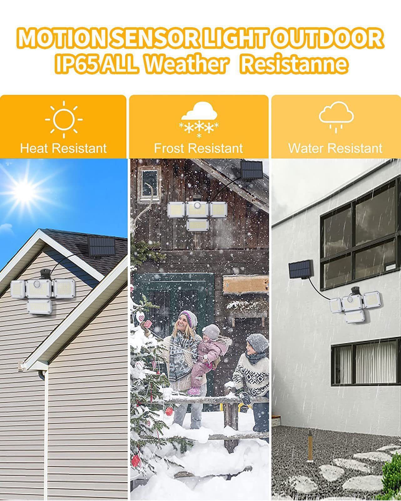Brighten your outdoors with this four-head solar motion sensor wall light view 10