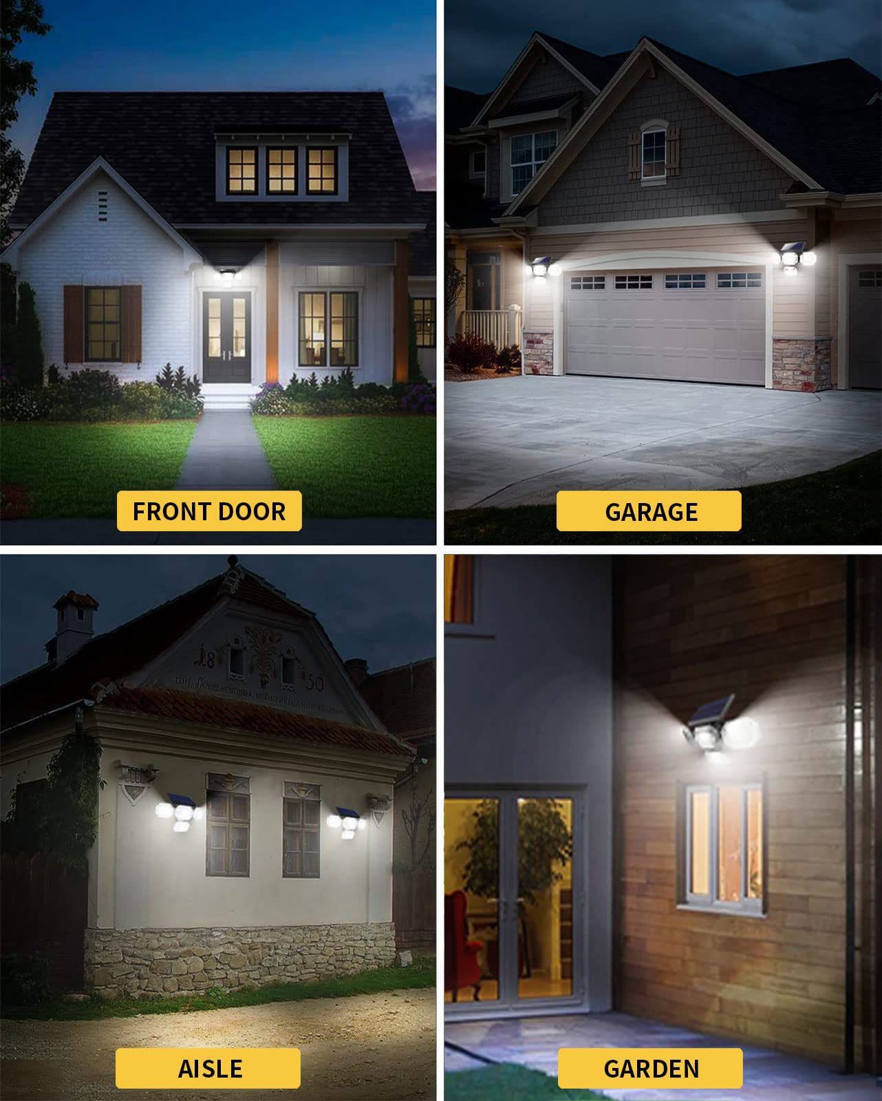 Brighten your outdoors with this four-head solar motion sensor wall light view 11