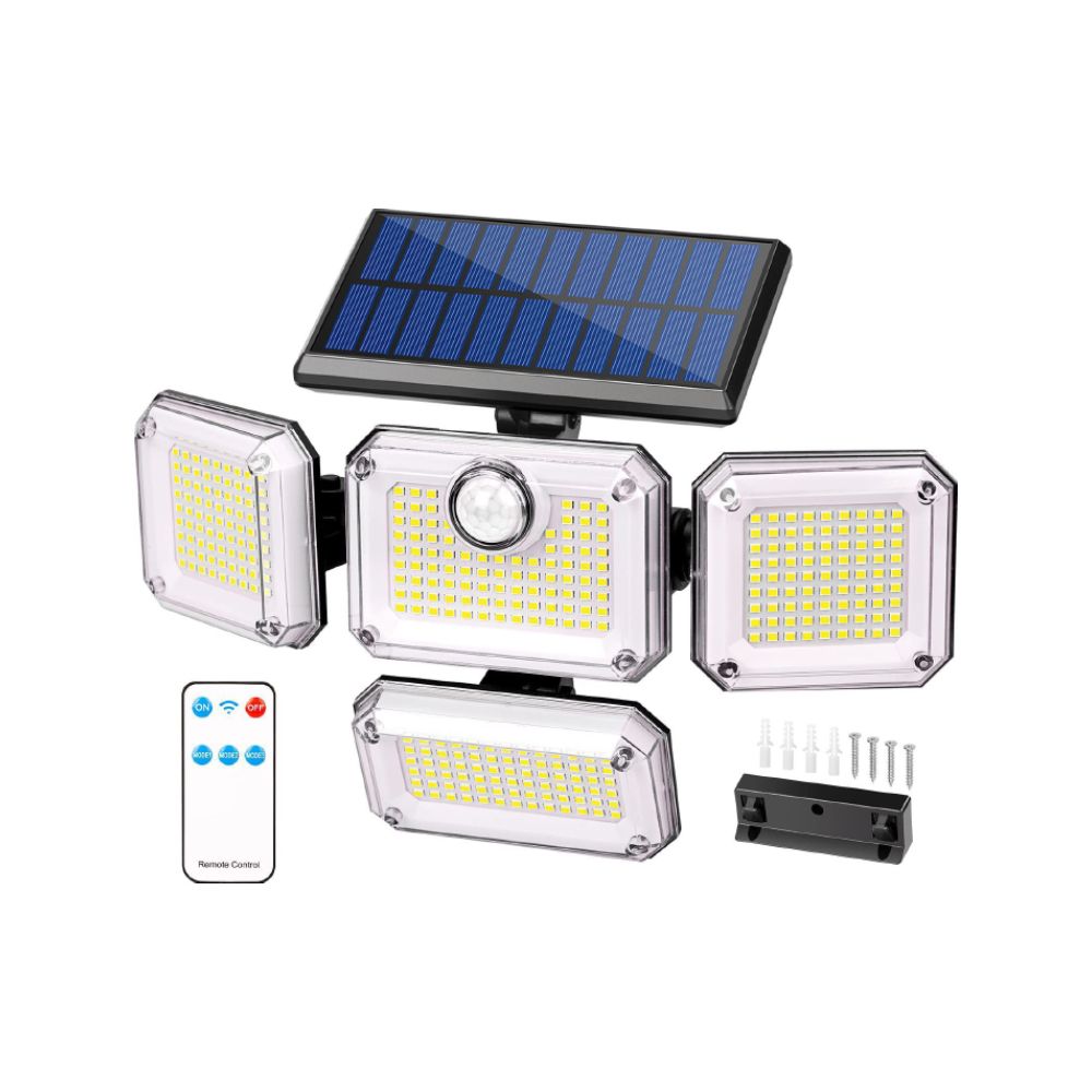 Brighten your outdoors with this four-head solar motion sensor wall light view 13