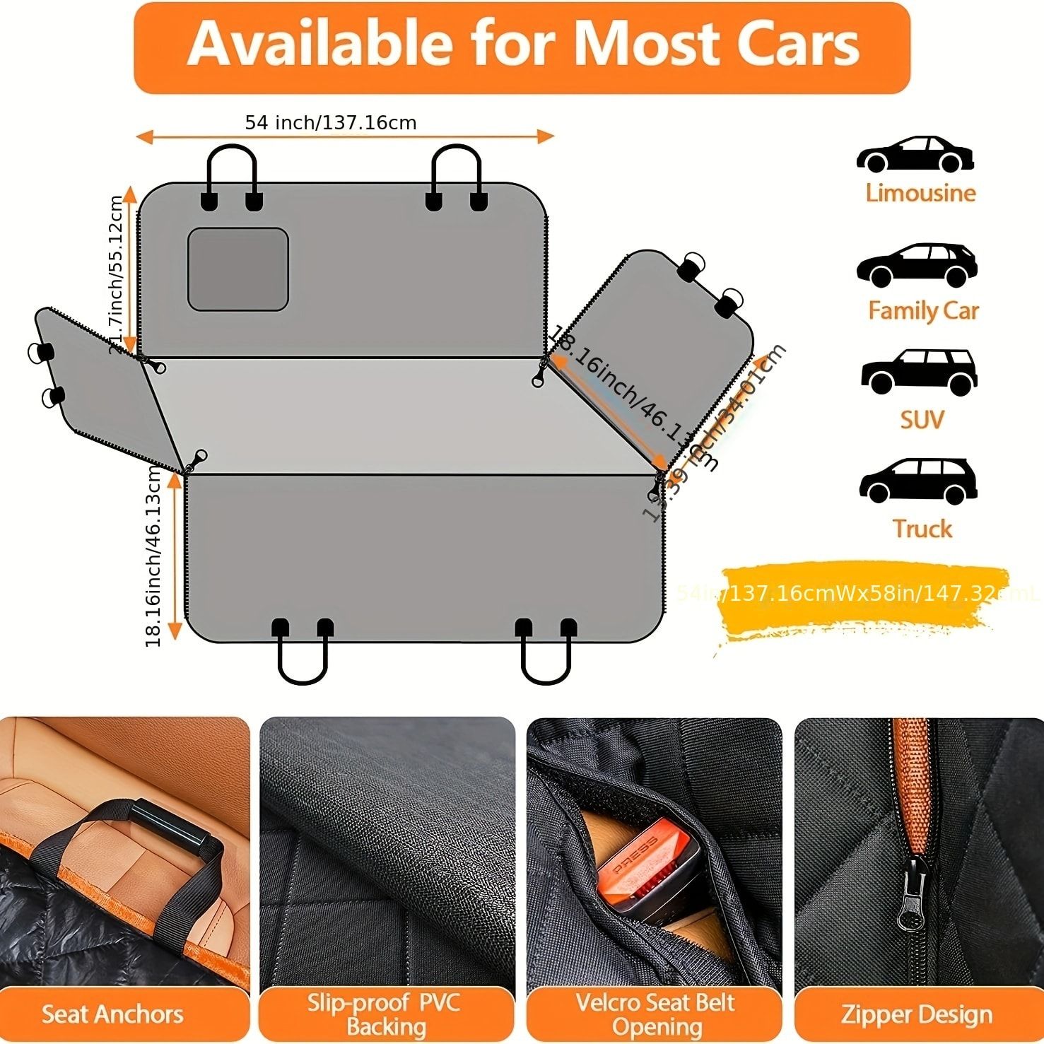 100% Waterproof Pet Car Seat Cover Hammock – Heavy-Duty 600D Scratch-Resistant view 4