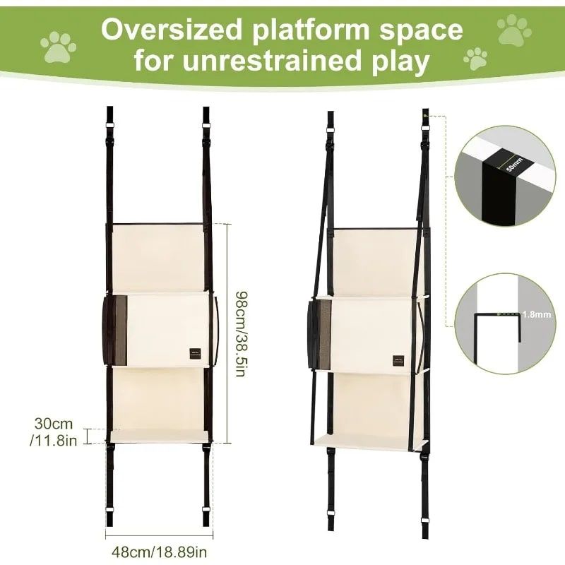 Space-Saving Over-the-Door Cat Hammock with Three Cozy Tiers view 2