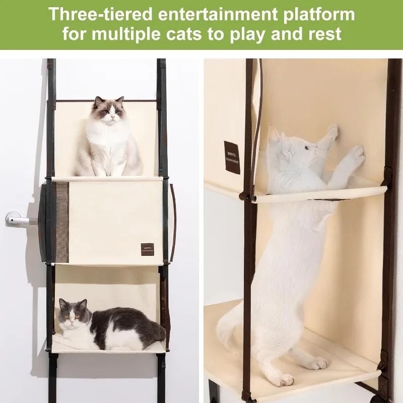 Space-Saving Over-the-Door Cat Hammock with Three Cozy Tiers view 3