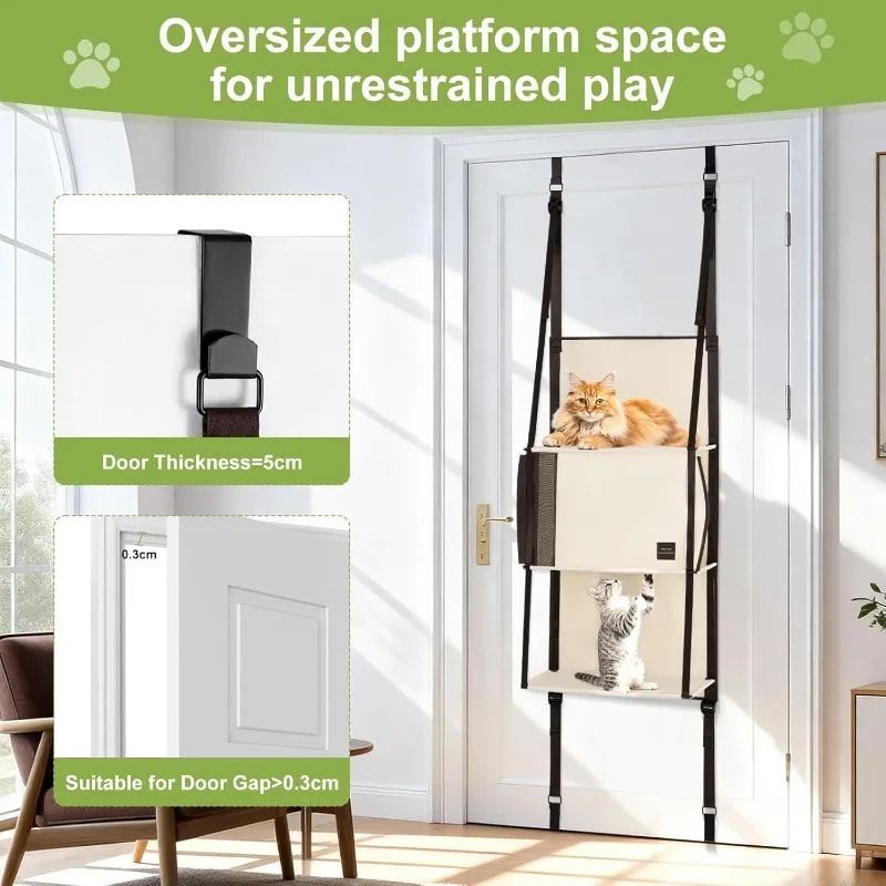 Space-Saving Over-the-Door Cat Hammock with Three Cozy Tiers view 4