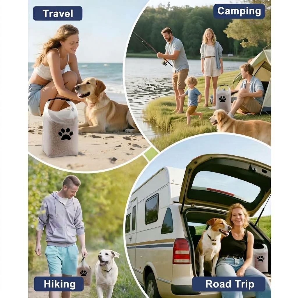 Portable Pet Food Travel Storage Bag Roll-Top Sealed Moisture-Proof Food view 8
