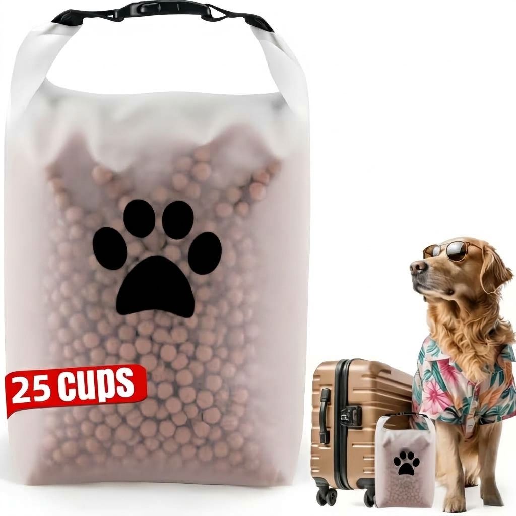 Portable Pet Food Travel Storage Bag Roll-Top Sealed Moisture-Proof Food