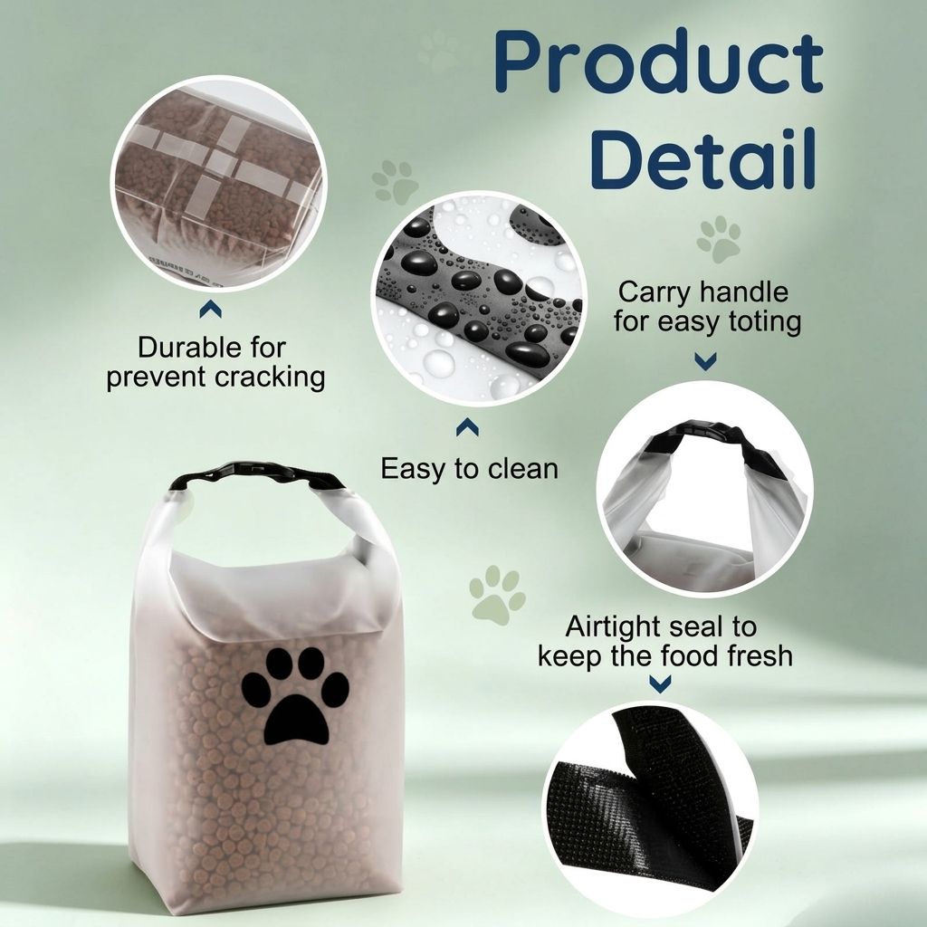 Portable Pet Food Travel Storage Bag Roll-Top Sealed Moisture-Proof Food view 3