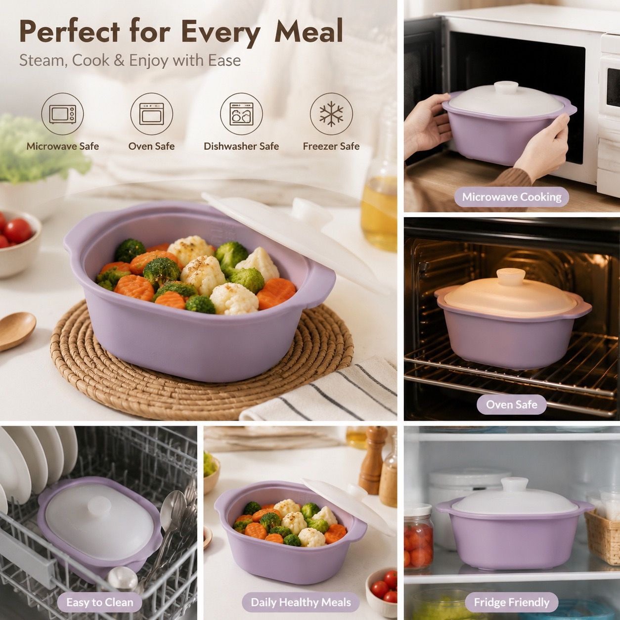 Multipurpose Platinum Silicone Steamer Pot – Food-Grade view 4