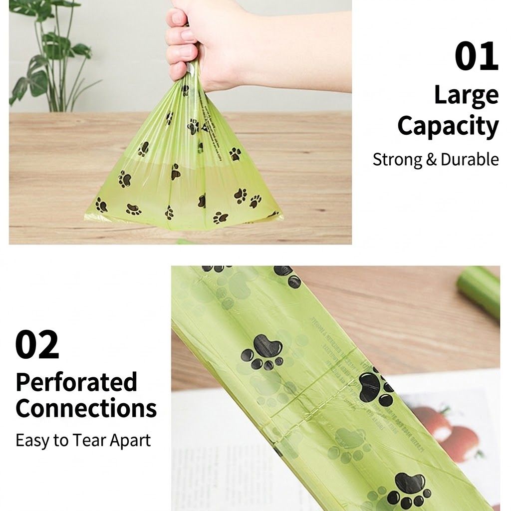 Eco-Friendly Pet Waste Bag Set with Bone-Shaped Carrier Hook and D-Ring Clip view 4