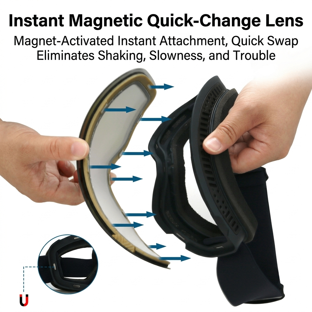 New Magnetic Ski Goggles with Cylindrical Lens view 4