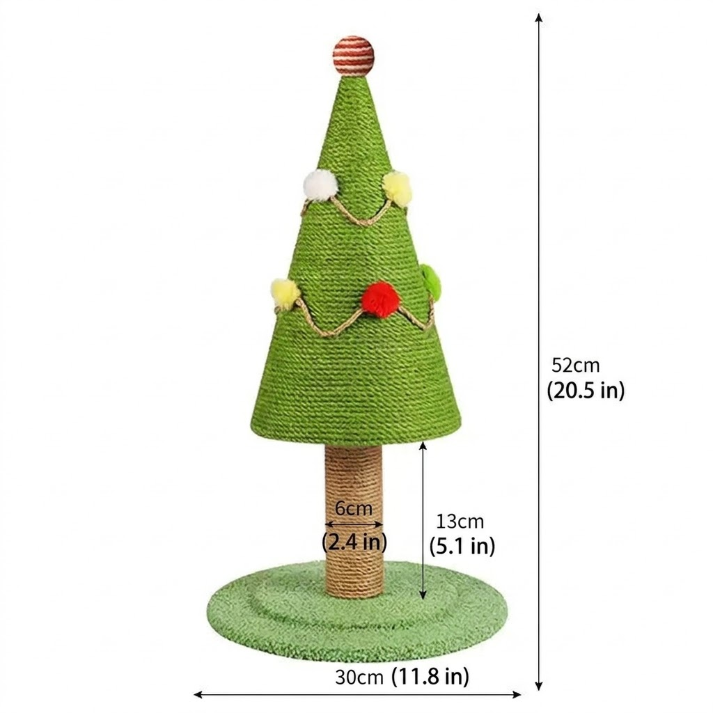Christmas Tree Cat Scratching Post with Natural Sisal Rope view 8