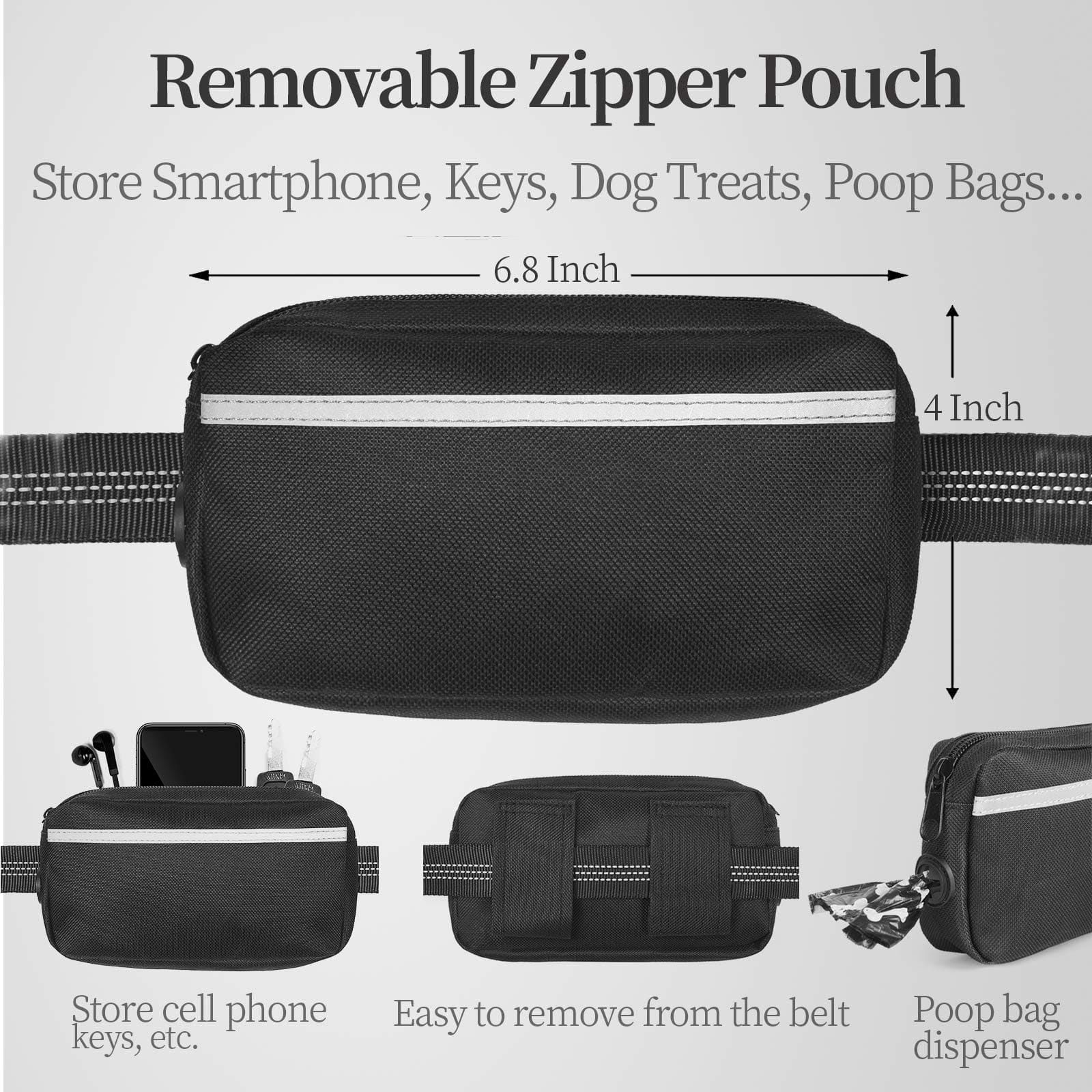 Hands-Free Dog Leash Set with Waist Belt and Storage Pouch view 6