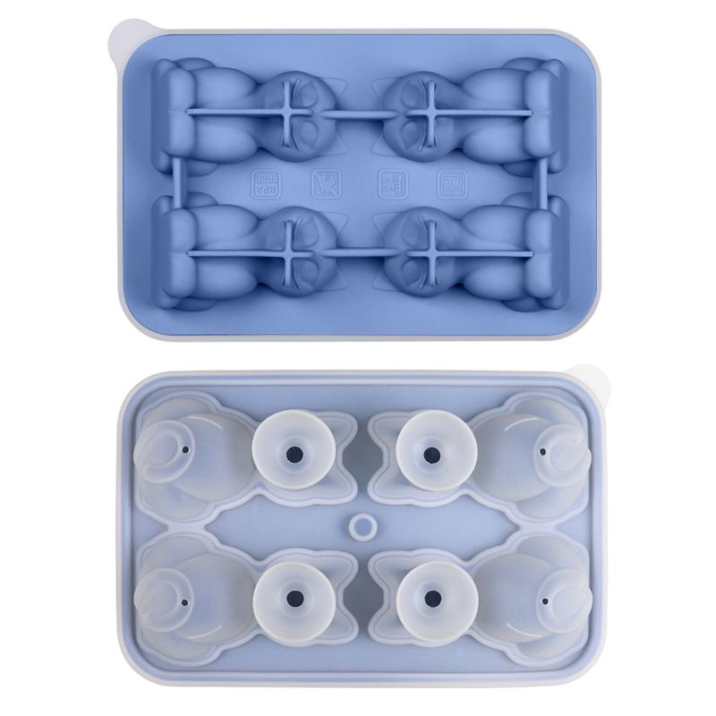 Adorable 4-Cavity Cat-Shaped Silicone Ice Mold for Whiskey