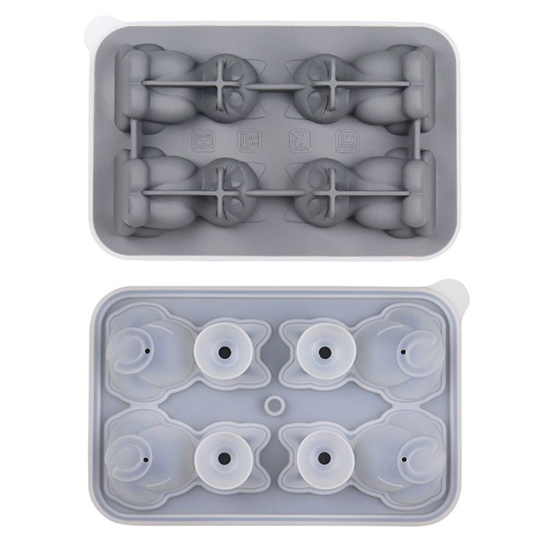 Adorable 4-Cavity Cat-Shaped Silicone Ice Mold for Whiskey