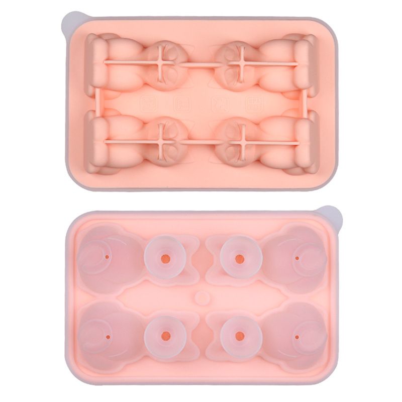 Adorable 4-Cavity Cat-Shaped Silicone Ice Mold for Whiskey