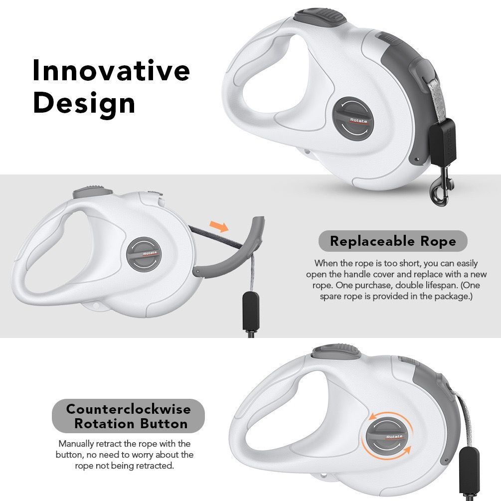 Retractable Dog Leash with Replaceable Rope view 6