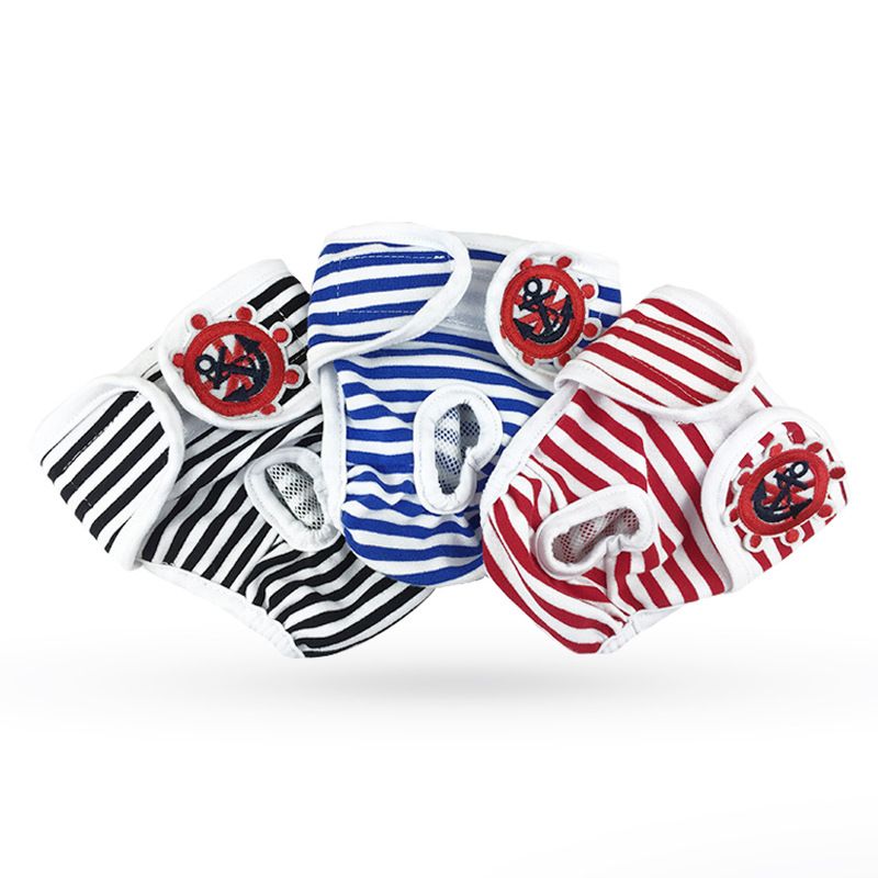 Washable Dog Physiological Underwear with Nautical Striped Design view 8
