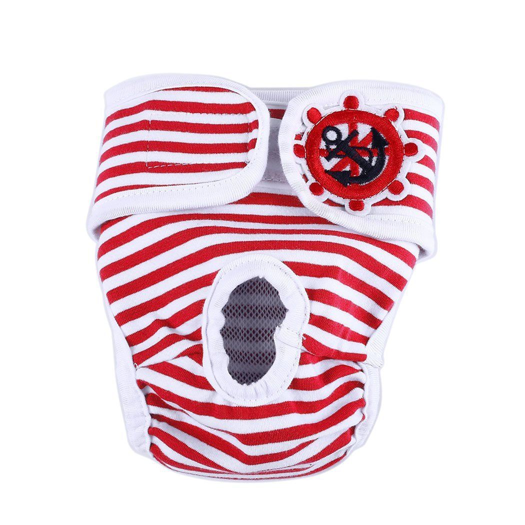 Washable Dog Physiological Underwear with Nautical Striped Design view 9