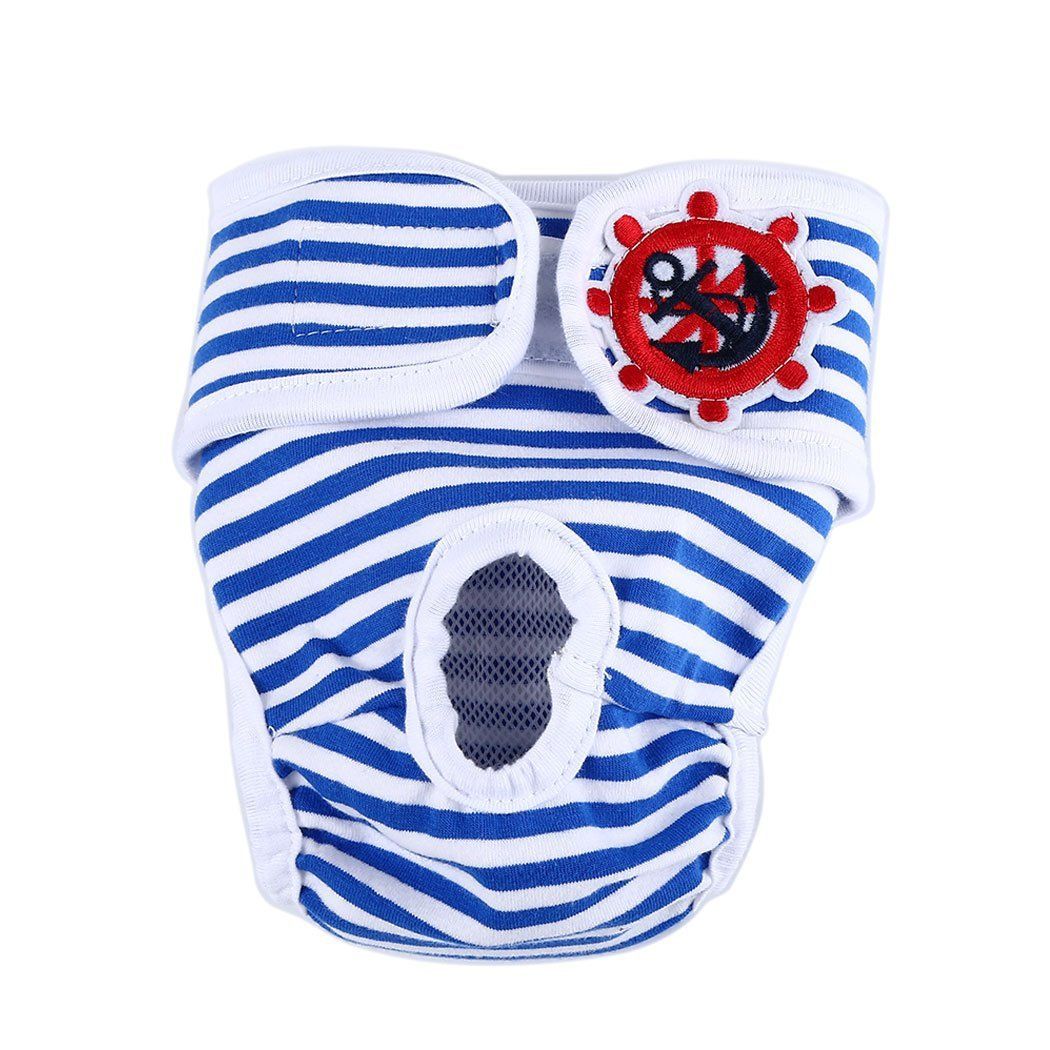 Washable Dog Physiological Underwear with Nautical Striped Design view 11