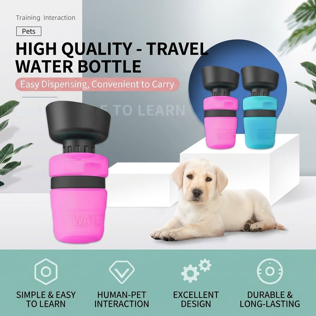 Portable Pet Water Bottle with Foldable Bowl Cap view 4