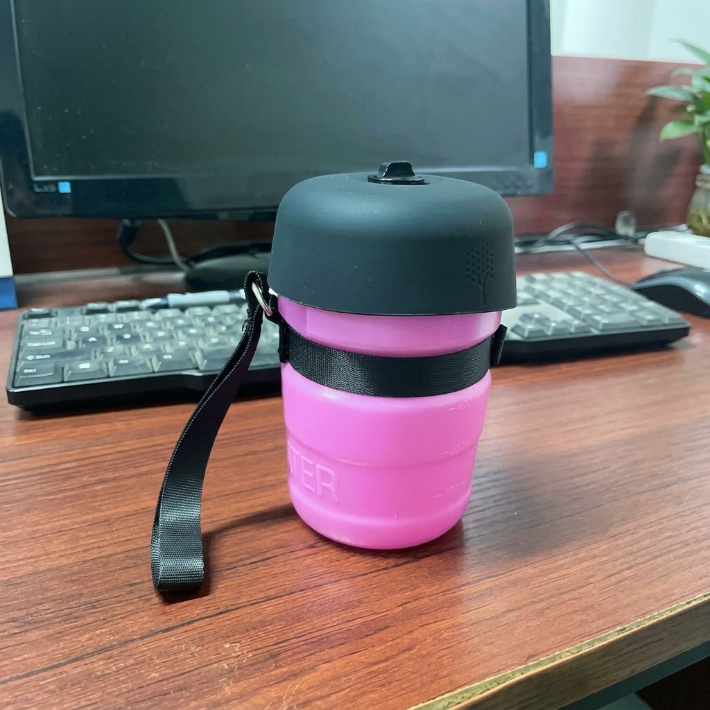 Portable Pet Water Bottle with Foldable Bowl Cap