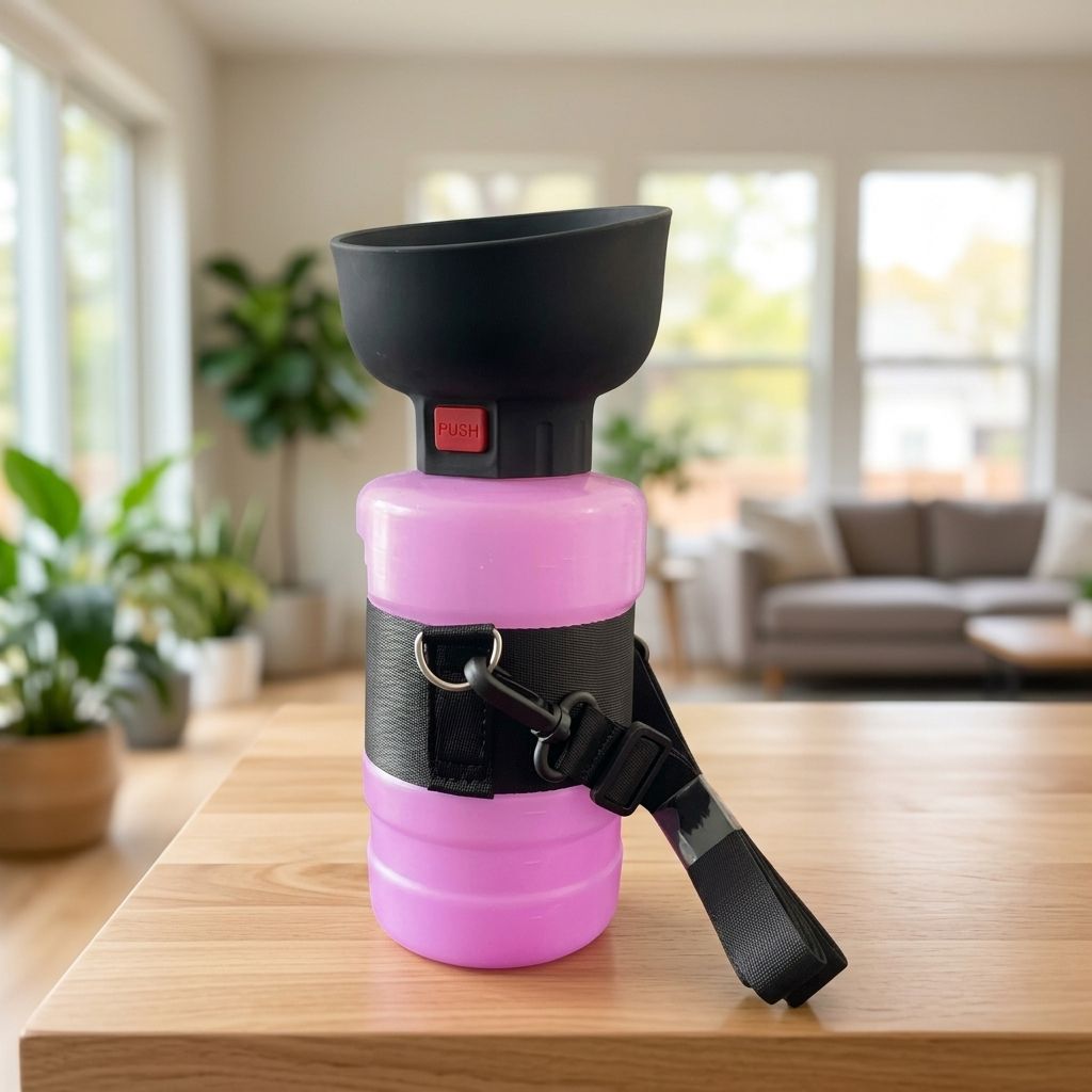 Portable Pet Water Bottle with Foldable Bowl Cap