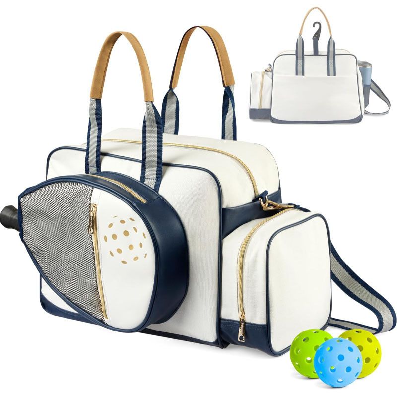 Pickleball Paddle Bag Large Capacity Sports Tote for Racket Shoes Water Bottle