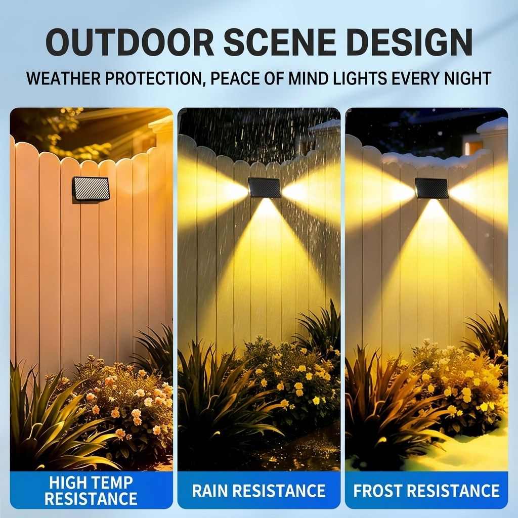 Solar Powered Outdoor Wall Light with Triple-Sided Glow view 6