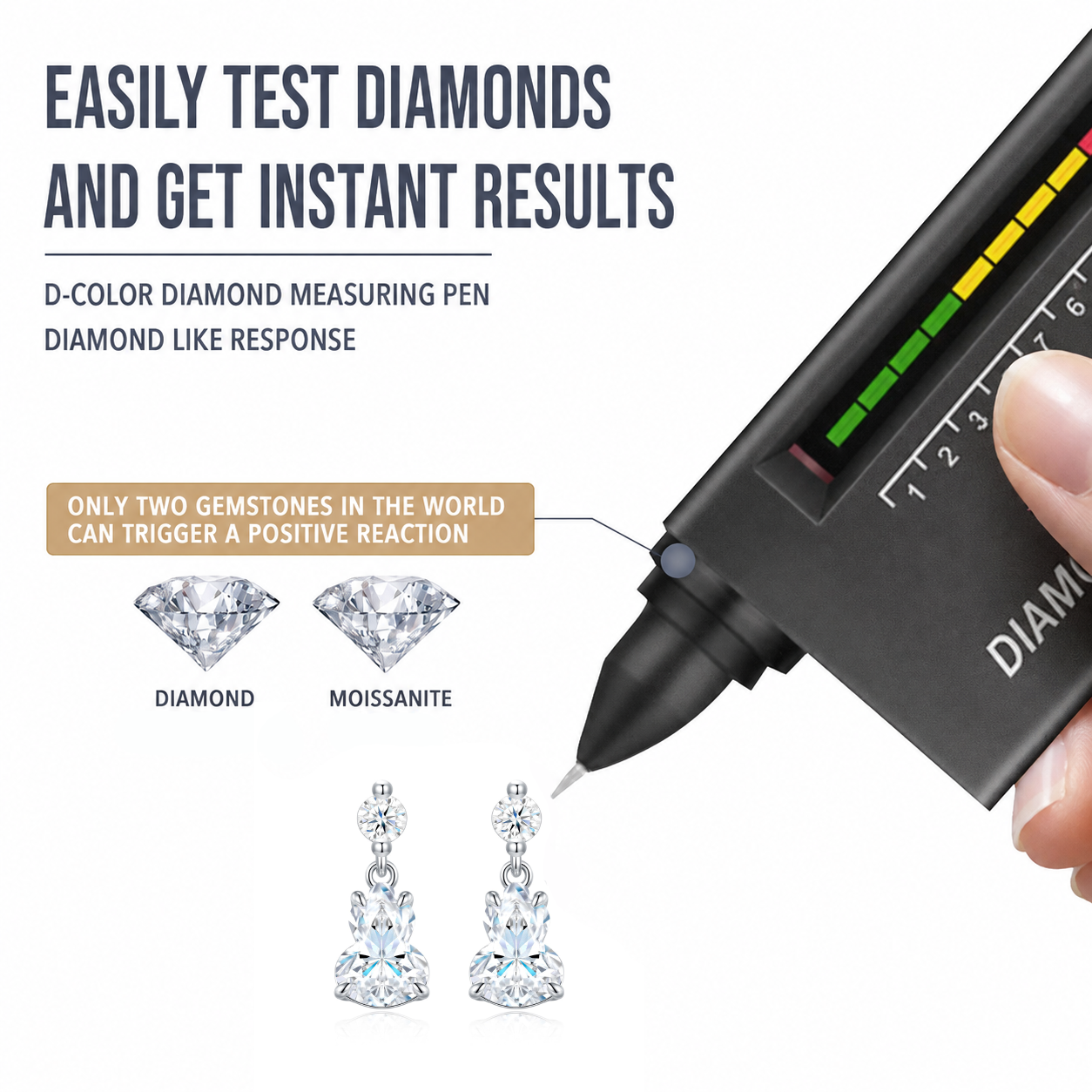 Elegant S925 Silver Moissanite Gourd Earrings with Round Stud and Pear-Shaped view 10