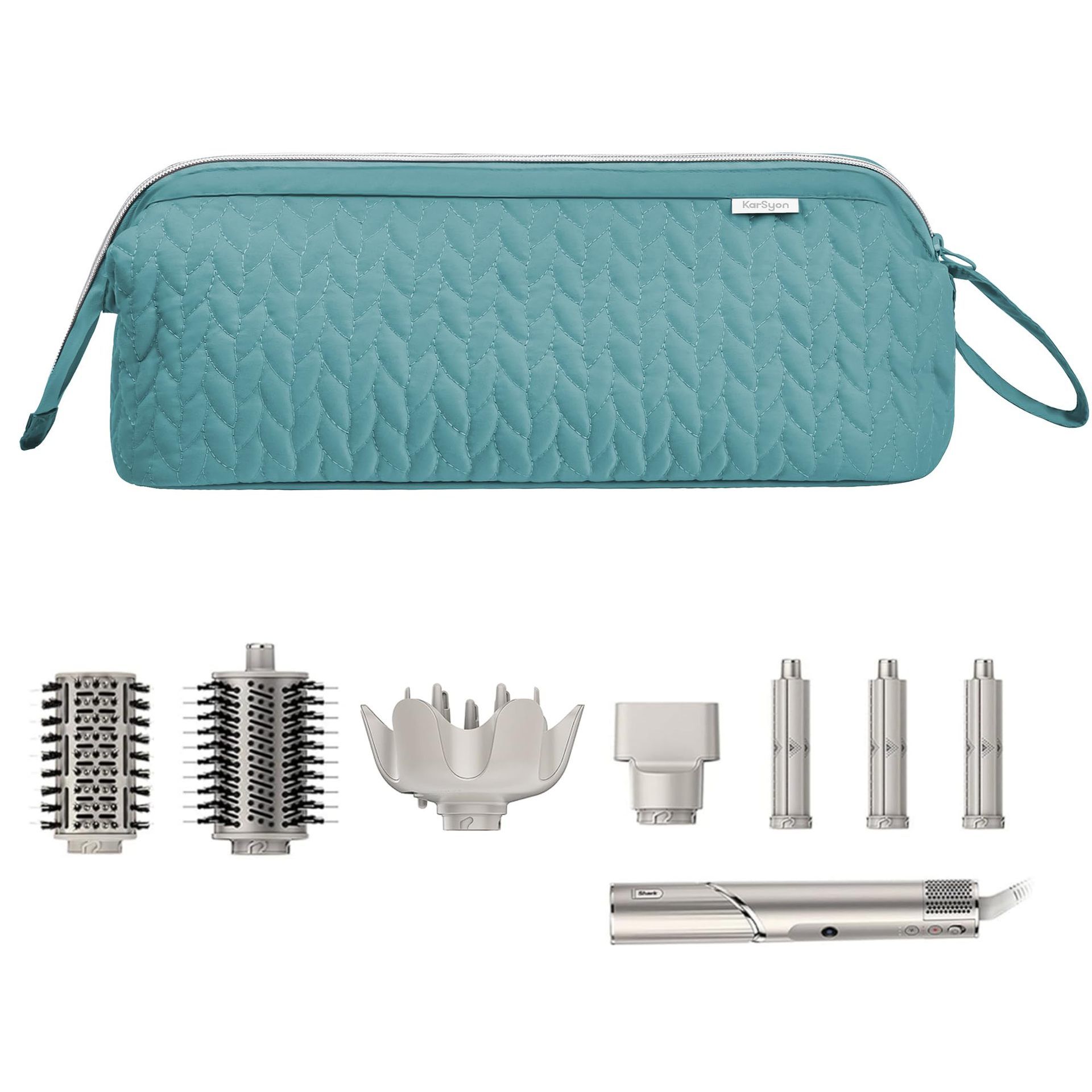 Waterproof Quilted Hair Styling Tool Organizer Travel Makeup Bag with Wide view 6