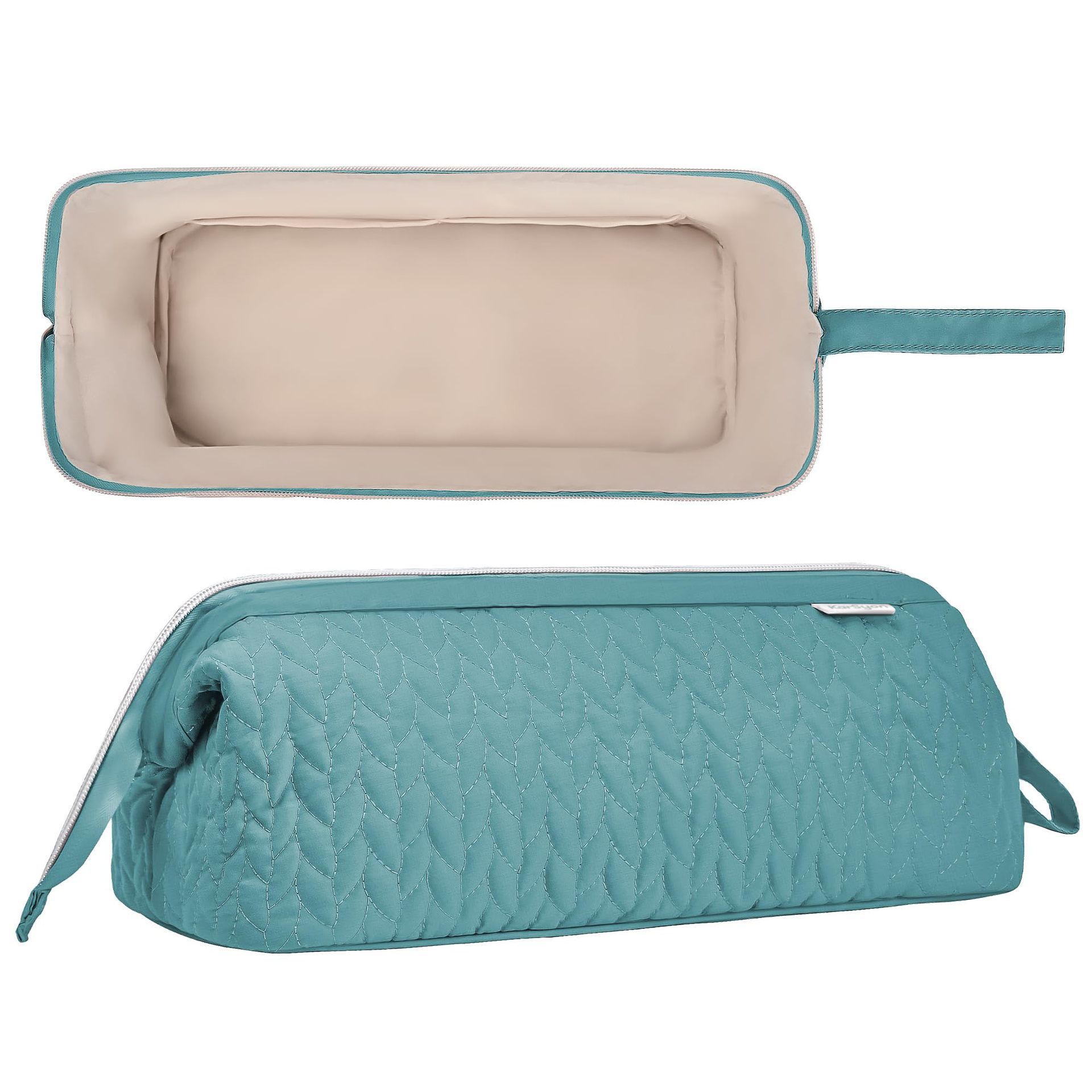 Waterproof Quilted Hair Styling Tool Organizer Travel Makeup Bag with Wide view 7