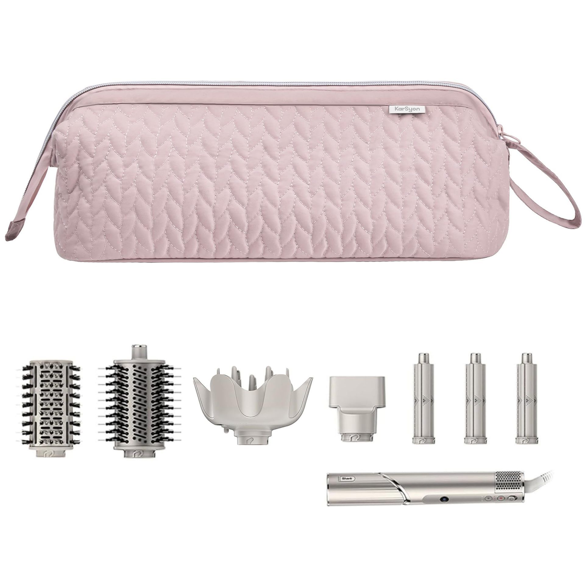 Waterproof Quilted Hair Styling Tool Organizer Travel Makeup Bag with Wide view 9