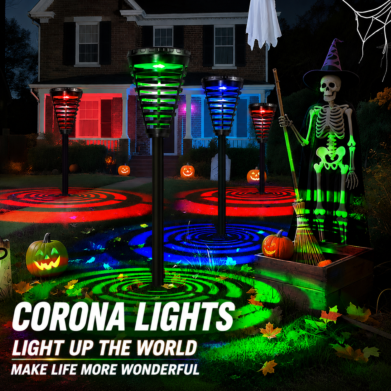 Solar-Powered Decorative Garden Light with RGB Color Modes and Warm White Option