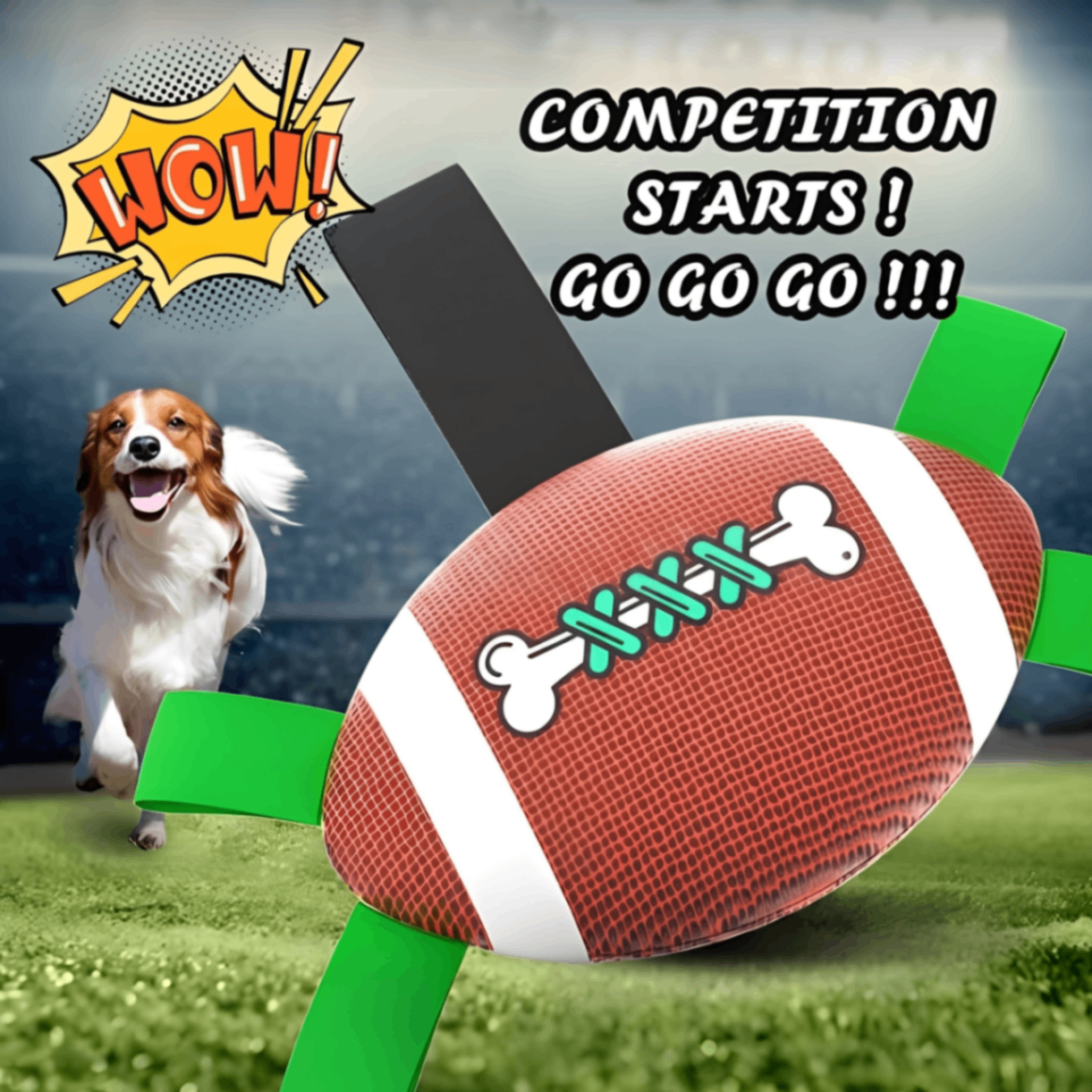 Interactive Dog Football Toy with Pull Tabs for Tug-of-War view 3